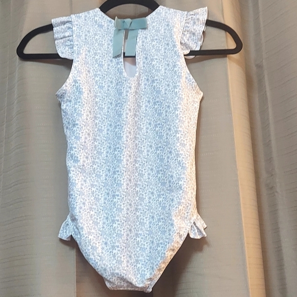NWT Minnow Slate Floral Ruffle Sleeve Rashgaurd One Piece Size 9/10 - Picture 3 of 8